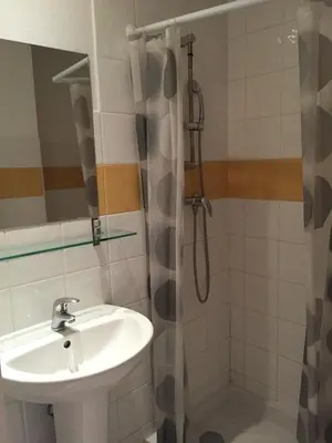 a bathroom with a sink and a shower at Hôtel du Petit Louvre in Nice