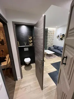 a bathroom with a toilet in a room at Port de Nice belle petite pépite in Nice