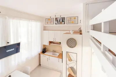 a small kitchen with a sink and a sink at 50 meters from the beach ! Best location in Nice in Nice