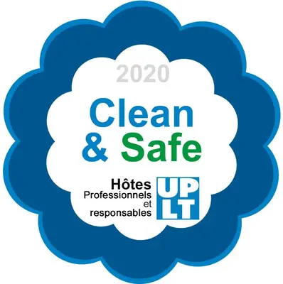 a blue cloud with a clean and safe label at Blue Lagon Five Stars Holiday House in Nice