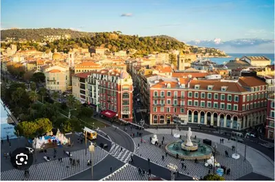 an aerial view of a city with buildings and a street at Nice center Aviva's-home in Nice