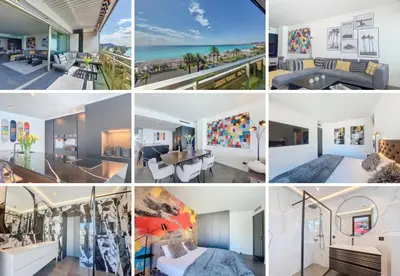 a collage of photos of a house at Nestor&Jeeves - LE ROYAL LUXEMBOURG - Sea view - Terrace in Nice