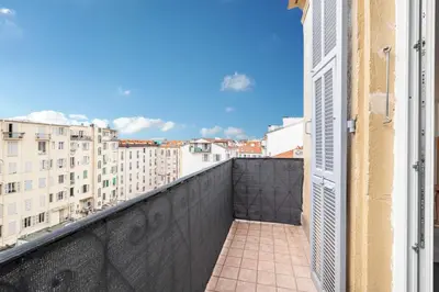 a balcony with a view of a city at MY CASA - MEDECIN 43 - Superb Bright City Center Apartment in Nice