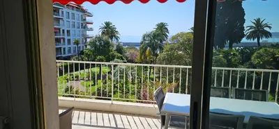 a view of a balcony with a table and chairs at bella d'azur in Nice