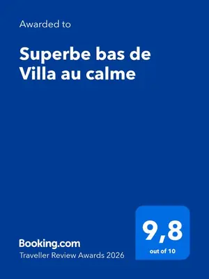a screenshot of a cell phone with the text upgraded to supreme abs bc va au at Superbe bas de Villa au calme in Cagnes-sur-Mer