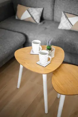 a coffee table with two cups and a plant on it at Le Mistral in Nice