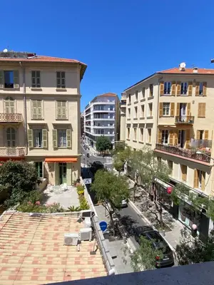an aerial view of a city with buildings at 1 bedroom flat in the best street Nice in Nice