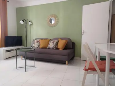 a living room with a couch and a table at Appartement Nice Libération in Nice