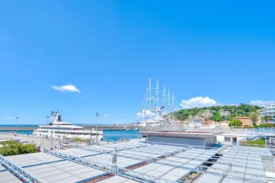 a group of boats docked at a marina at Port de Nice, Charmant studio in Nice