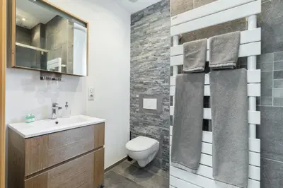 a bathroom with a toilet and a sink and a mirror at 253 MONT BORON - Appartement 2p - Balcon plein sud - Climatisation in Nice