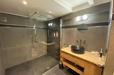 a bathroom with a sink and a shower at 06BX Loft Pessicart in Nice
