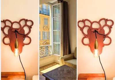two pictures of a lamp in a room at Nestor&Jeeves - CITY TRIP - Central - Balcony in Nice