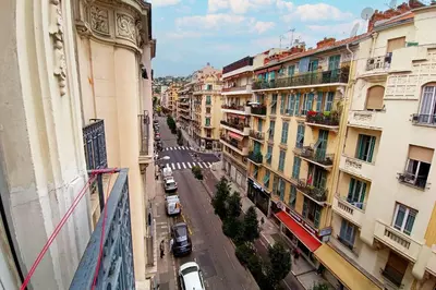 an aerial view of a city street with buildings at Charming T2 apartment in Nice city center in Nice