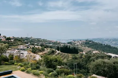 a view of a small town on a hill at Prestigieuse Villa De Crémat Nice in Nice