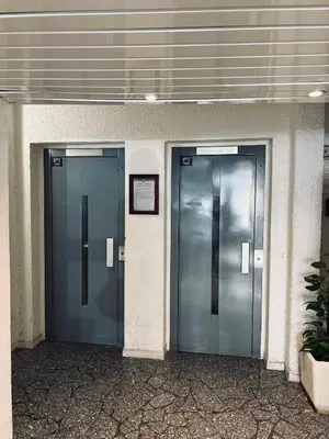 two elevators in an office building with two doors at Palm Leaf Studio Nice in Nice