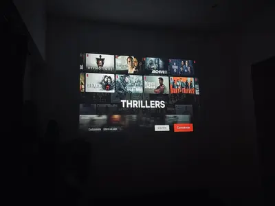 a television screen with a bunch of movies on it at Intimate Escape - Seaside - Spa Bath - WIFI - AC in Nice