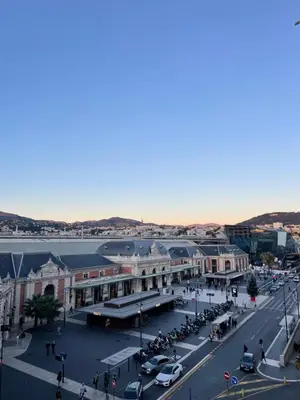 a view of a city with cars parked on a street at Newly refurbished studio in Nice