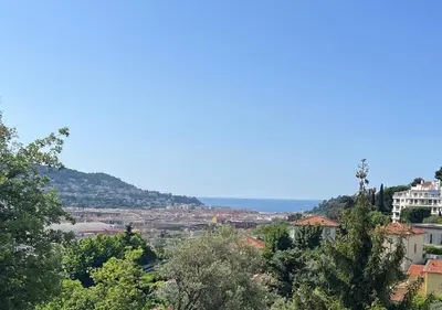 a view of a city with trees and buildings at Happyfew Le Floreal in Nice