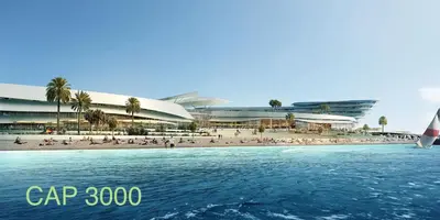 a rendering of a beach and a building at La chambre de Cleron in Saint-Laurent-du-Var