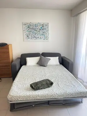 a bed in a room with a couch at Appartement Nice Carré d Or in Nice