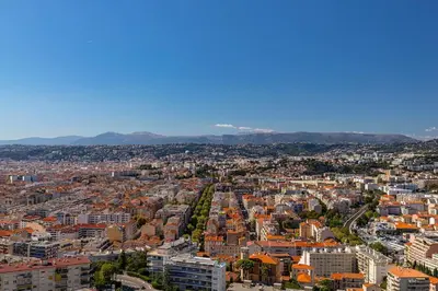an aerial view of a city with buildings at 2 PIECEs BALCON VUE IMPRENABLE MER---VILLE---MONTAGNE in Nice