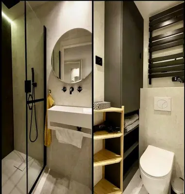 a bathroom with a sink and a toilet and a mirror at Masséna street, 2 rooms balcony in Nice
