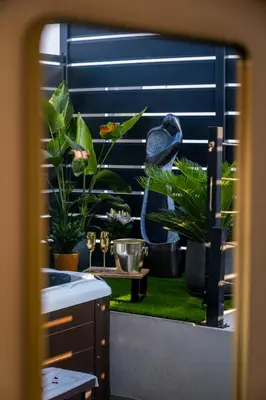 a view of a garden with plants on a balcony at Dolce Vita, Spa, Cagnes Sur Mer in Cagnes-sur-Mer