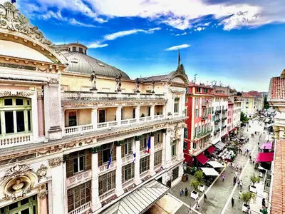 an overhead view of a city street with buildings at ApartHotel Riviera - LE PETIT BALCON DE L'OPERA - Old Town Promenade des Anglais in Nice