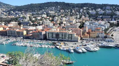 an aerial view of a harbor with boats in the water at Nestor&Jeeves - PALAIS DU PORT - Balcony - Port Place du Pin in Nice