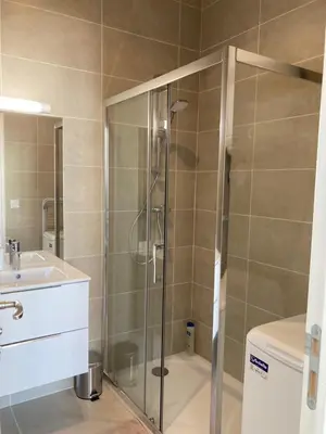 a bathroom with a shower and a toilet and a sink at LocaNice Masséna in Nice