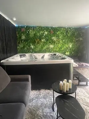 a living room with a tub and an aquarium at Nissa la Bella in Nice