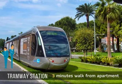 a rendering of a train on the tracks at Nestor&Jeeves - FRESCO - Central - Very close sea - Balcony in Nice