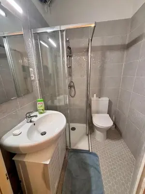 a bathroom with a shower and a sink and a toilet at Appartement Nice centre ville gare in Nice
