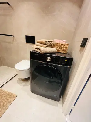 a washing machine in a bathroom with a toilet at Residence Butterfly in Nice