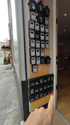 a person holding a remote control in front of a store at Appartement port et vieux Nice Direct from Airport by tramway in Nice