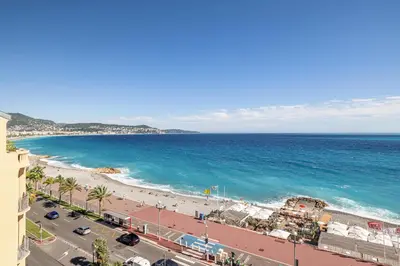 an aerial view of a beach and the ocean at Panoramic Sea View - 1 Bdr Promenade des Anglais in Nice
