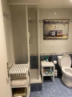 a bathroom with a shower and a toilet at Grand Studio très bien situé! in Nice