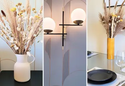 a collage of three pictures with a vase with flowers at Nestor&Jeeves - FEI HOME - Port - Modern in Nice