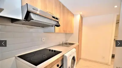 a kitchen with a stove top oven next to a sink at Studio Nice Centre 4P Jean médécin avenue in Nice