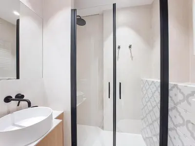 a bathroom with a shower and a sink at Nestor&Jeeves - PALMIERS TERRASSE - Central - Terrace in Nice