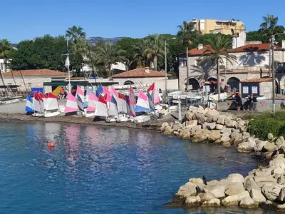 a group of sailboats on the water in a harbor at Studio vue mer in Cagnes-sur-Mer