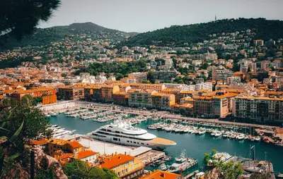 a view of a harbor with boats in the water at Charmant studio au coeur de Nice in Nice