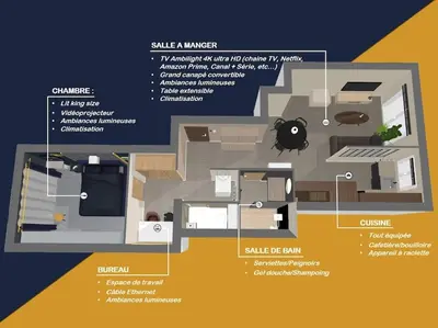 a floor plan of a house with furniture at Charmant appartement proche du centre de Nice in Nice