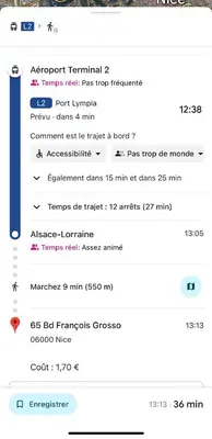 a screenshot of a cell phone with a list of commands at Studio 600 m de la Promenade des Anglais in Nice