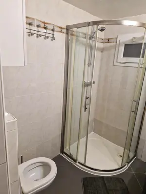 a bathroom with a shower and a toilet at Appartement 4 pièces - gare Nice riquier in Nice