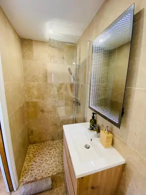 a bathroom with a sink and a shower at APPARTEMENT en DUPLEX VIEUX NICE in Nice