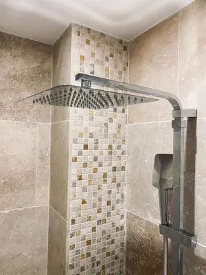 a shower in a bathroom with a shower curtain at APPARTEMENT en DUPLEX VIEUX NICE in Nice