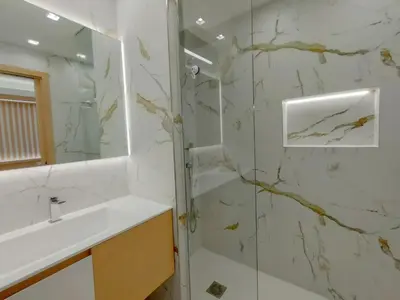 a bathroom with a shower and a sink at France 105 Super Centrale 2 Pers WiFi AC in Nice