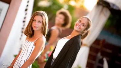 two women are standing next to each other at Rez de Jardin Villa Cagnes Sur Mer. in Cagnes-sur-Mer