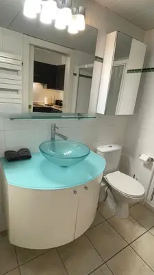 a bathroom with a sink and a toilet at Place Grimaldi, close to beach and restaurants, with balcony in Nice